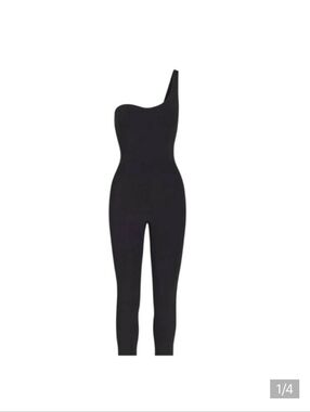 SKIMS Women's One-Shoulder Black All-In-One Jumpsuit Onix